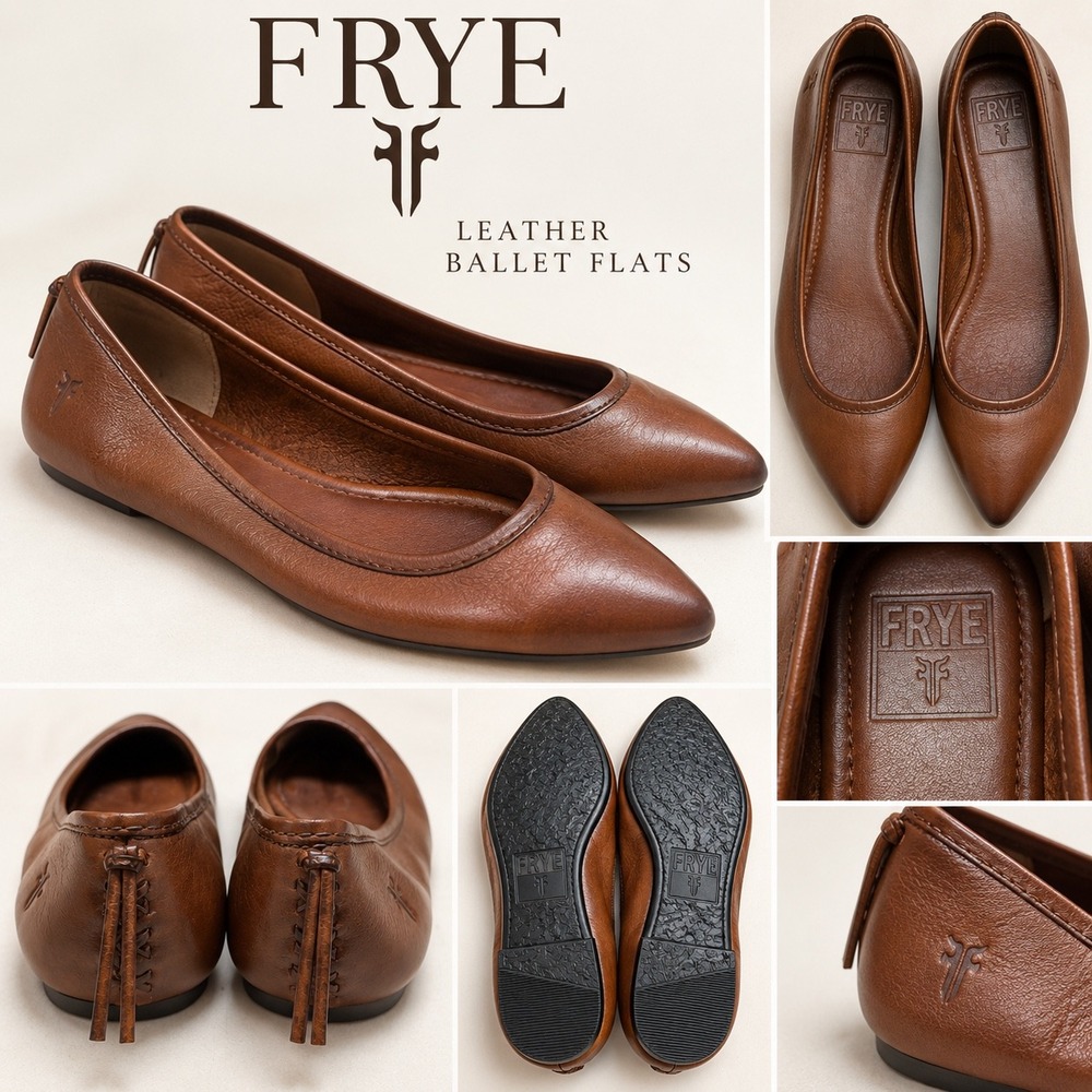 Frye Women Brown Leather Pointed Toe Ballet Flats Size 7M